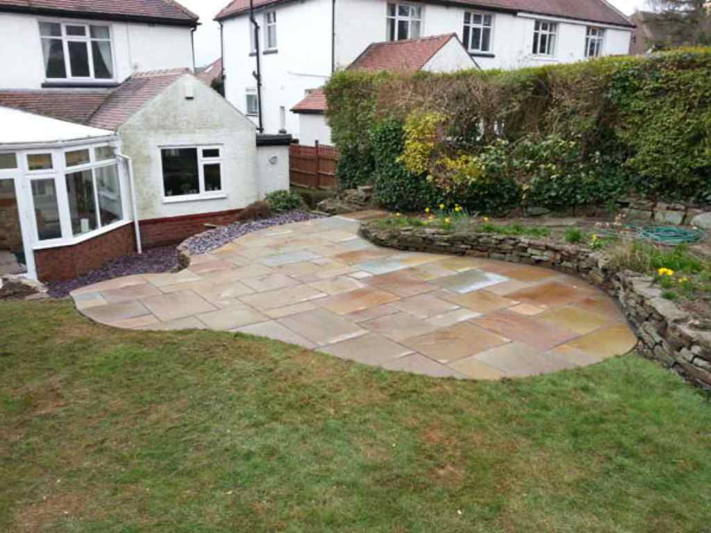 Patio, Steps and Slate with Curved Edges