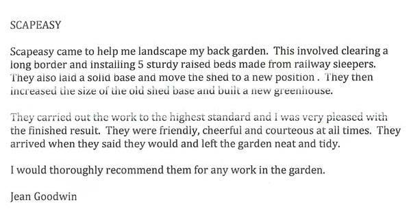 Scape Easy Testimonial Scape Easy Testimonial