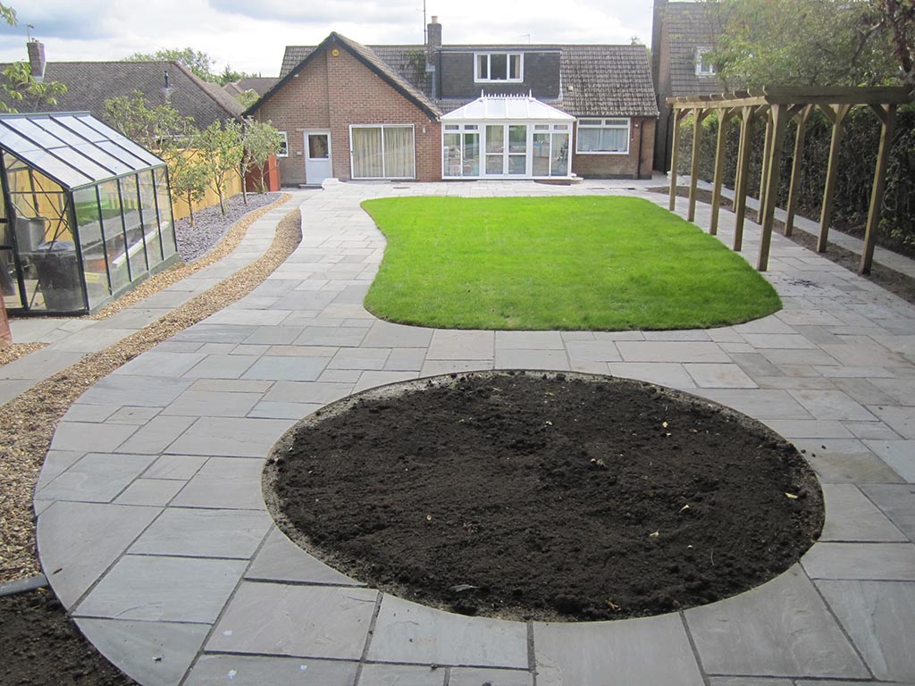 Large natural sandstone patio